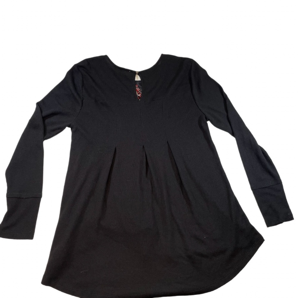 Alchemy Thread Thermal Boho Embroidered Tunic Top Women's Black Size L - Picture 3 of 6